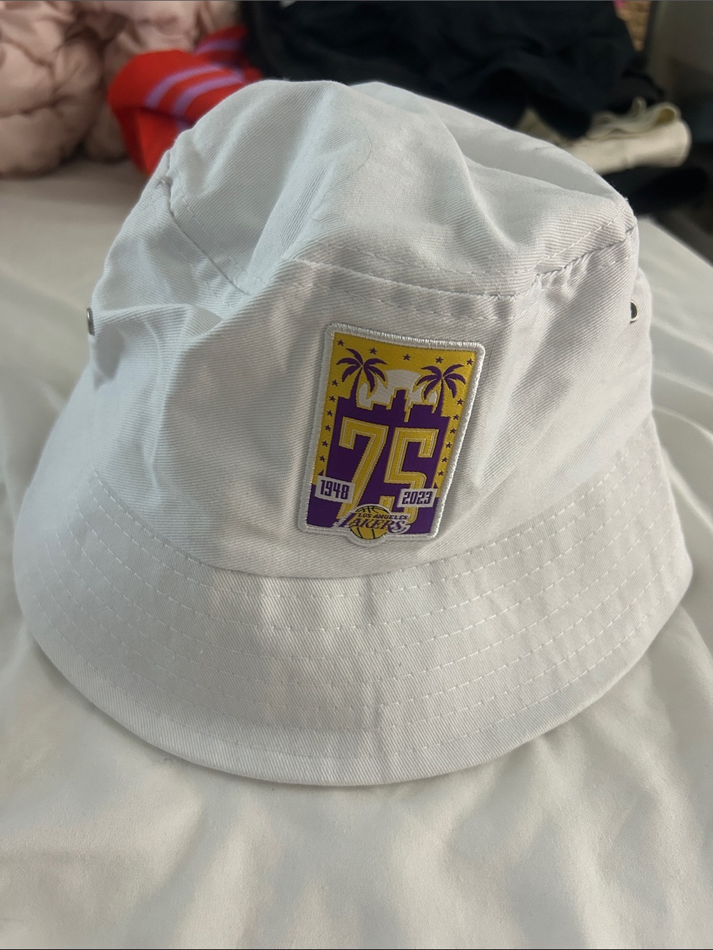 Los Angeles Lakers 75th Anniversary White Bucket Hat
